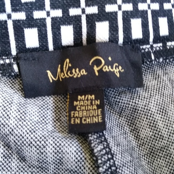 Melissa Paige Stretch Waist Viscose Blend Pants M Black White Pattern - Picture 2 of 13